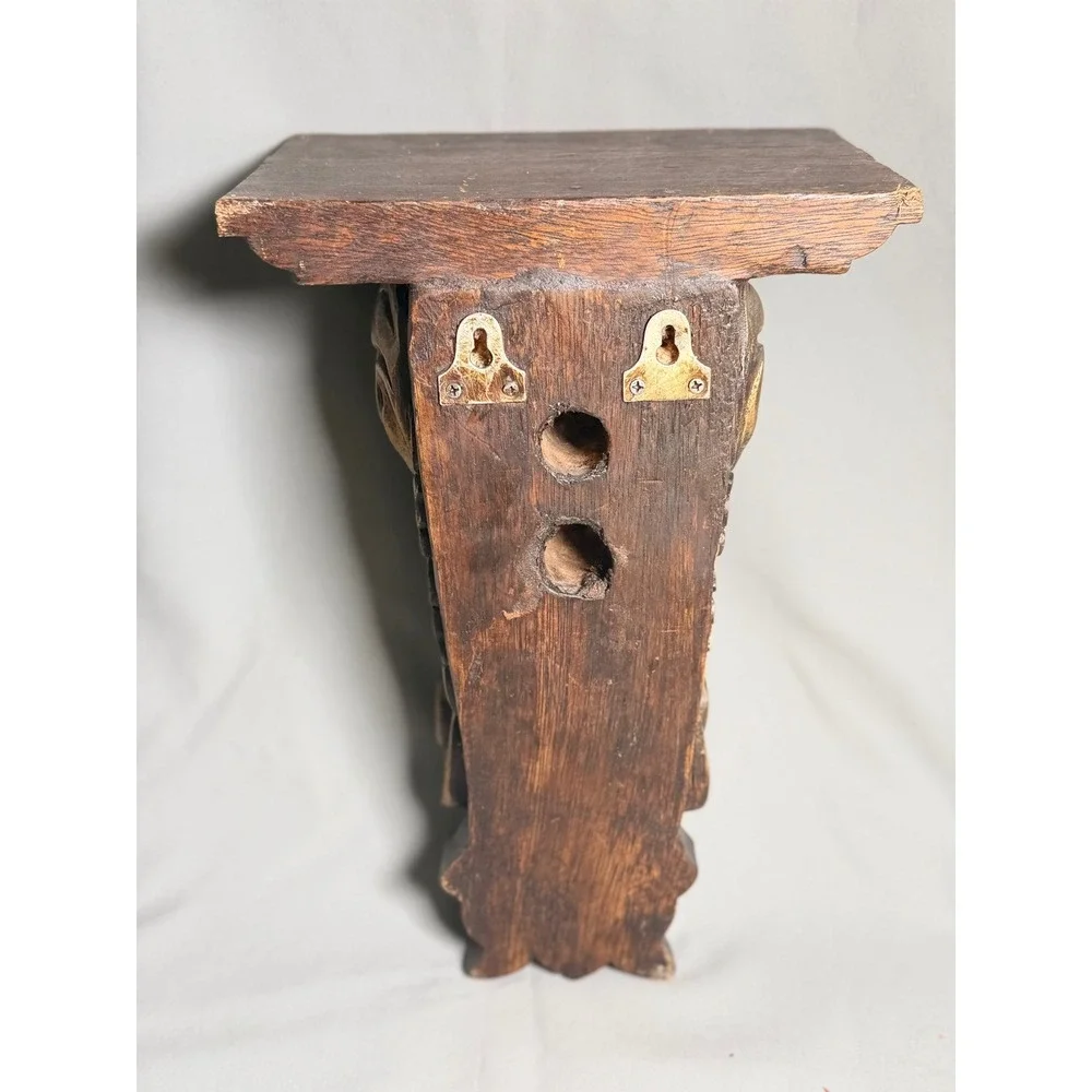 Vintage Carved Wood Wall Corbel Floating Shelf Gold Gilt Acanthus Leaf 12.5 Inch